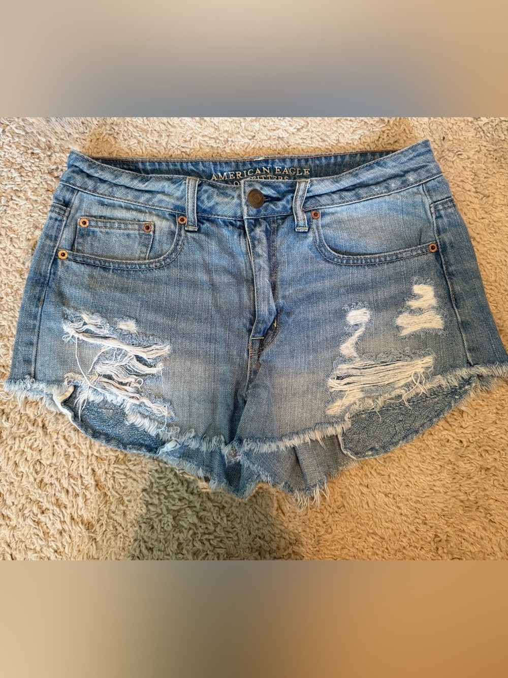 American Eagle Hi-Rise Festival Distressed Denim Shorts Size 8